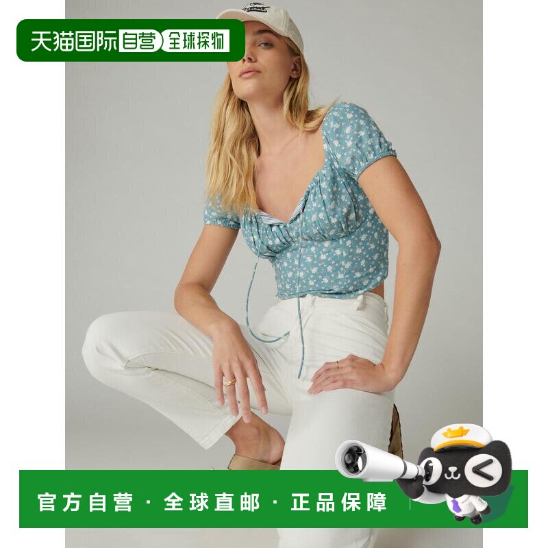 自营Lucky Brand 女式 Laura Ashley 印花紧身胸衣 蓝色 美国奥莱