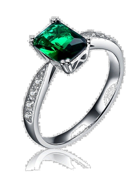 自营 genevive 纯银配祖母绿和钻石立方氧化锆祖母绿切割法式密钉