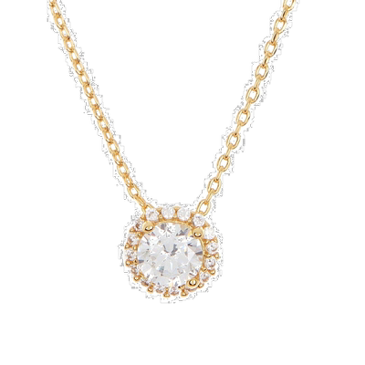 自营Adornia Swarovski Crystal Halo Necklace  gold yellow 美