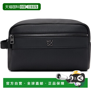 1h可退 香港直邮潮奢 boss 雨果 男士 黑色 Polished Logo 洗漱包