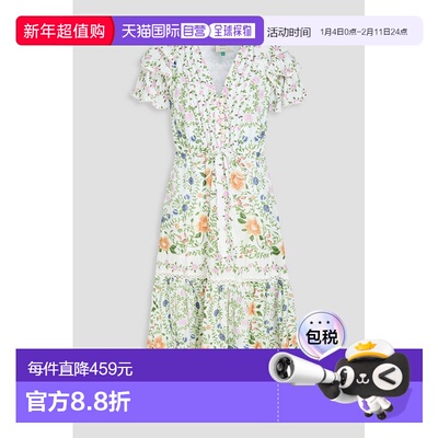 1h可退 香港直邮潮奢 FARM RIO 女士 钩编印花棉纱中长连衣裙 331