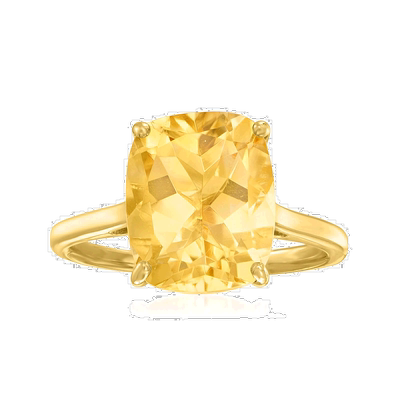 自营 Ross-Simons 黄水晶 18kt 金镀在纯银上戒指 - 黄色 美国奥