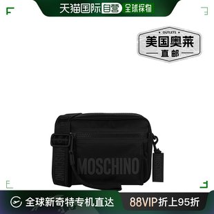 直发 美国奥莱 梦幻印花黑色 moschino徽标斜挎包