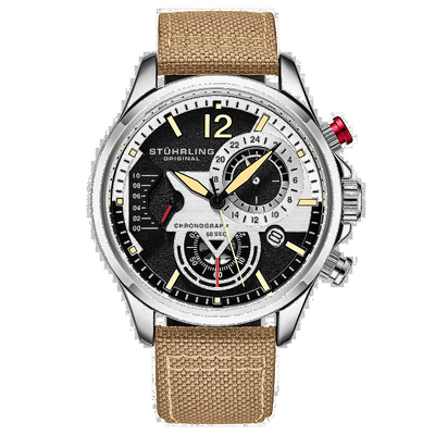 自营stuhrling original909 石英 45 毫米飞行员 - 银白色 美国奥