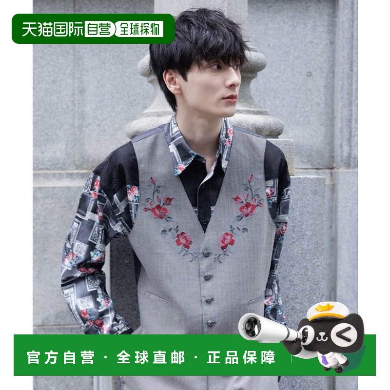 1h可退 日本直邮AXES-X 男士玫瑰刺绣人字纹背心 VE416X06AX