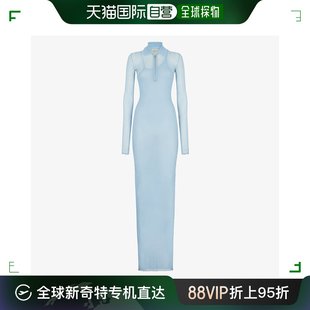 女士 香港直邮潮奢 Fendi 芬迪 连衣裙浅蓝色桑蚕丝针织连衣裙