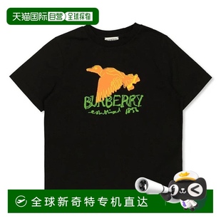 自营 美国奥莱直发 Burberry男孩鸭子标志印花针织T恤 黑色