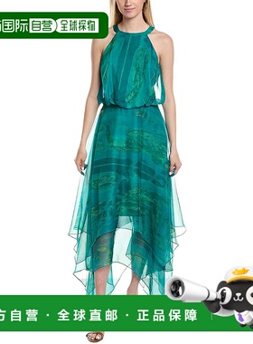 自营 Rene Ruiz雪纺衬衫鸡尾酒会连衣裙-绿色 美国奥莱直发