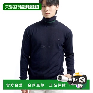 韩国直邮Lacoste毛衣男女同款黑色高领美利奴羊毛高领AH1959-166