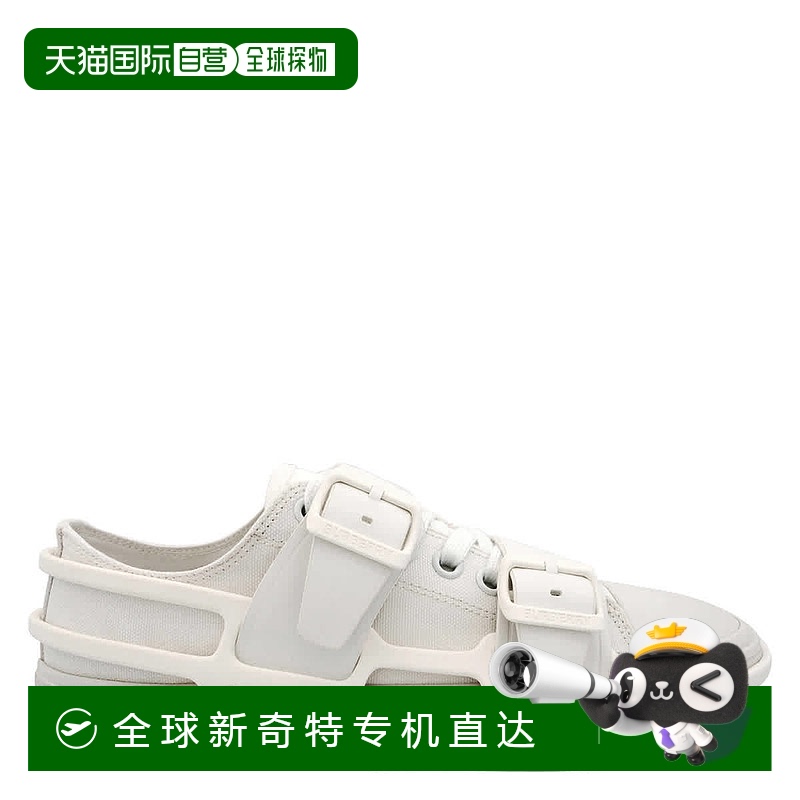 自营 Burberry男式白色与棉皮革腰带低帮运动鞋-白色 【美国奥莱