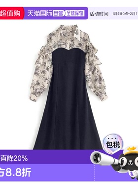 日本直邮日潮 GRL 花朵图案露肩喇叭长款连衣裙 kz432性感裙子