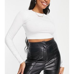 Fuller 设计胸部合身短款 长袖 潮奢 白色 女士 T恤 ASOS