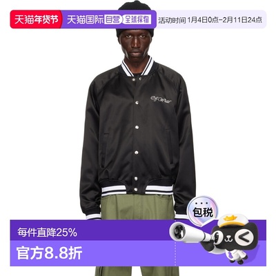 1h可退 香港直邮off-white 男士 黑色 College 棒球夹克 OMEH05AF