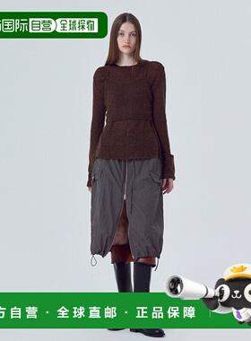 韩国直邮ETMON 女士半身裙SK140TFF08 Nylon Zipper Skirt Charcoa