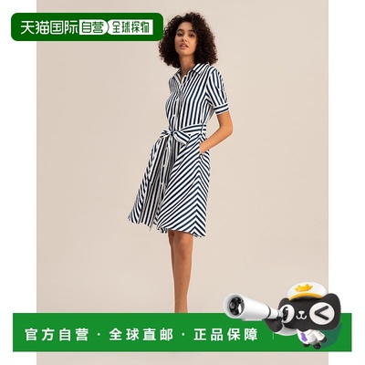 自营lilysilkThe Amalfi Stripe Silk Shirtdress with Belt for