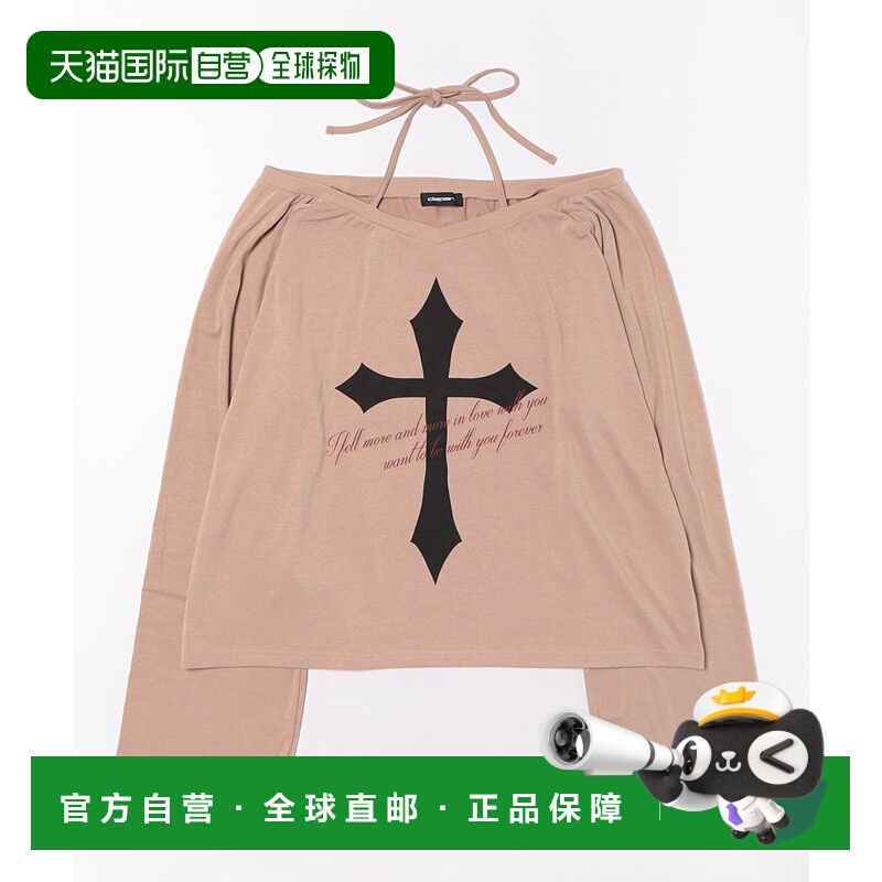 1h可退 日本直邮dispark 女装 肩带交叉设计 宽松露肩T恤 DI25AU0