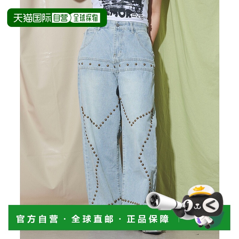 1h可退 日本直邮DISPARK 女士星星铆钉宽松牛仔裤 DI25SM04L0007