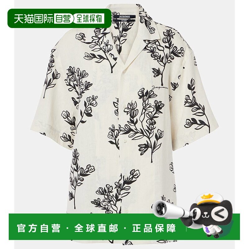 1h可退 香港直邮Jacquemus 女士 牛仔花朵亚麻保龄球衬衫