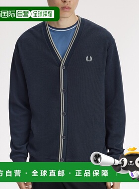 1h可退 日本直邮FRED PERRY 男女同款鹿子纹双色边开衫 M2389