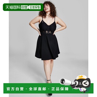 自营 City Studio无衬里迷你鸡尾酒会和派对连衣裙女式24W黑色弹F