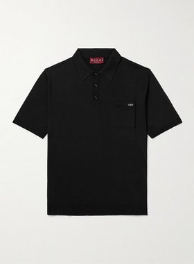 潮奢 Gucci 古驰 男士 饰嵌花精细羊毛针织Polo上衣 824124XKEP1