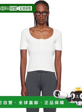 1h可退 香港直邮Courreges 女士 白色 Buttoned 90's Rib T 恤 12