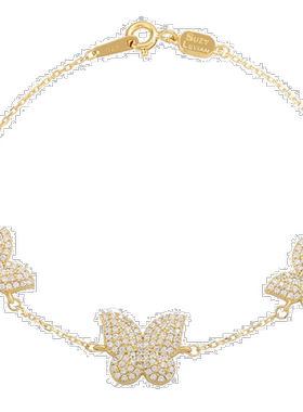 自营 Suzy Levian 黄色纯银方晶锆石蝴蝶手链 - 黄色 美国奥莱直