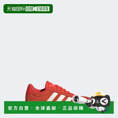 自营adidas VL Court 3.0童鞋-亮红色/白色/灰白色 美国奥莱直发