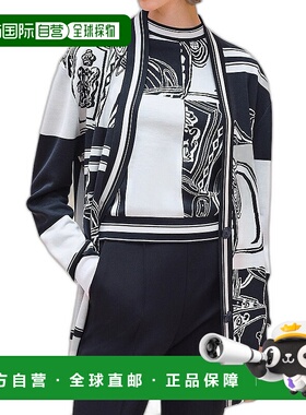 自营1h可退 Hermes/爱马仕24新款 女士黑蓝色桑蚕丝V领无