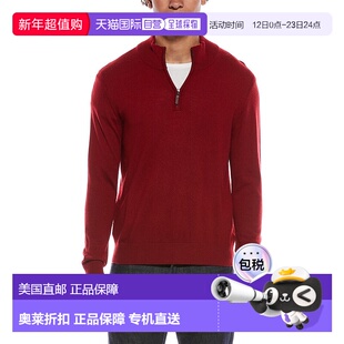自营Quinn Merino Wool 1/4-Zip Mock Neck Sweater - red 美国奥