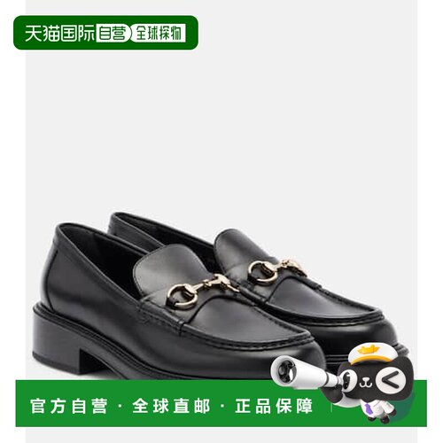 1h可退 香港直邮Gucci 古驰 女士 马衔扣皮质乐福鞋 black黑色 舒