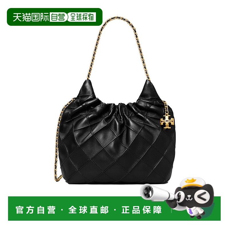 香港直邮Tory Burch 汤丽柏琦双提手单肩包黑色HOBO肩背包162451