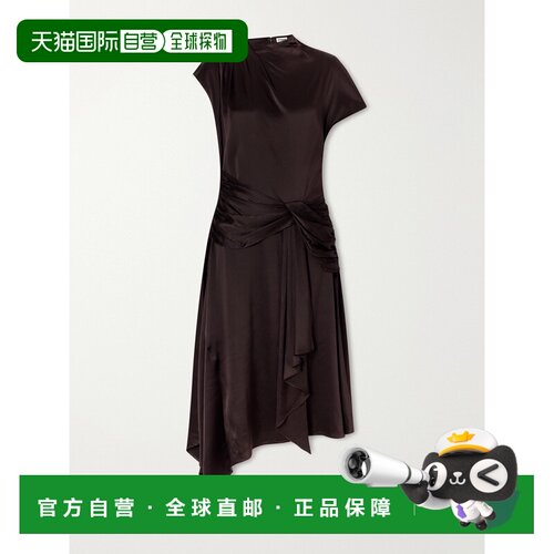 香港直邮Staud 女士 Davina 褶皱真丝混纺缎面中长连衣裙 R26F225