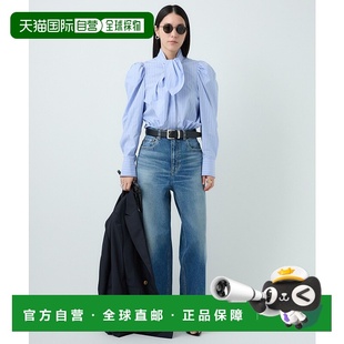 日本直邮Chaos 蓝白条纹 女士 设计衬衫 高密SUPIMA棉 修身 1h可退