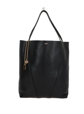 潮奢 Chloe 蔻依 女士 SPIN 黑色皮革大号购物包 CHC25SS810N84