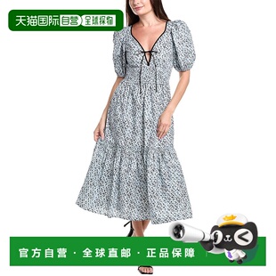 自营 ganni甘尼Maxi连衣裙-蓝色 美国奥莱直发新款长裙