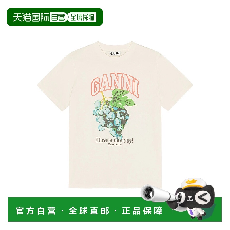1h可退 香港直邮GANNI 女士T恤 T4230135 AW2025 米白色 Grapes L