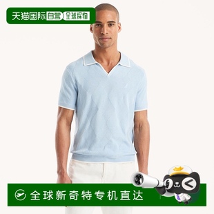 美国奥莱直发 自营 Nautica男式 纹理菱形毛衣Polo衫 水晶湾蓝色