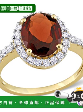 自营 mimi & max10k 金 3 1/2 克拉 TGW 椭圆形石榴石和人造白色