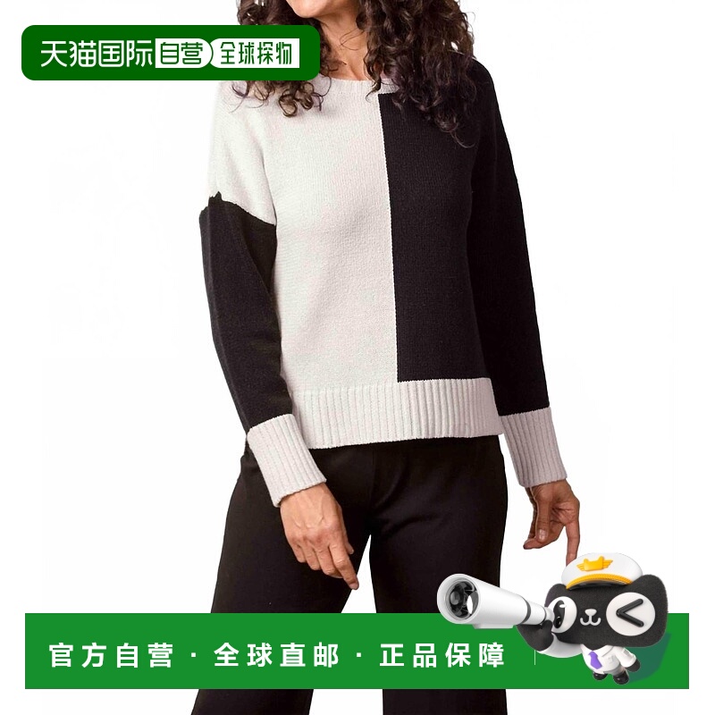 自营habitatYin Yang Crew Neck Sweater In Black And White - b