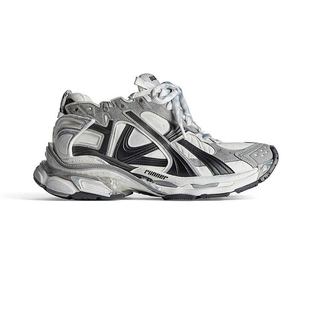 Balenciaga/巴黎世家24新款 女士灰黑色尼龙仿绒做旧老爹鞋