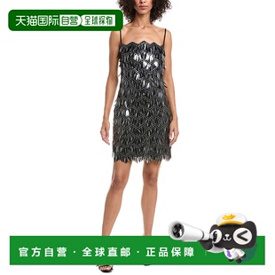 自营Tadashi Shoji Colie Sequin Fringe Mini Dress - black 美