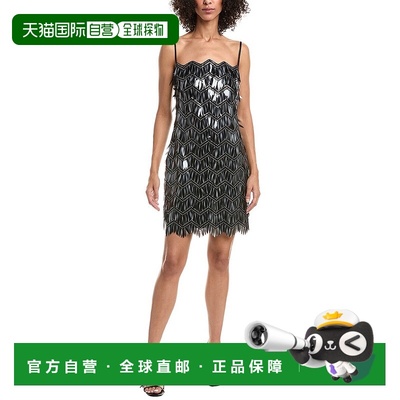 自营Tadashi Shoji Colie Sequin Fringe Mini Dress - black 美