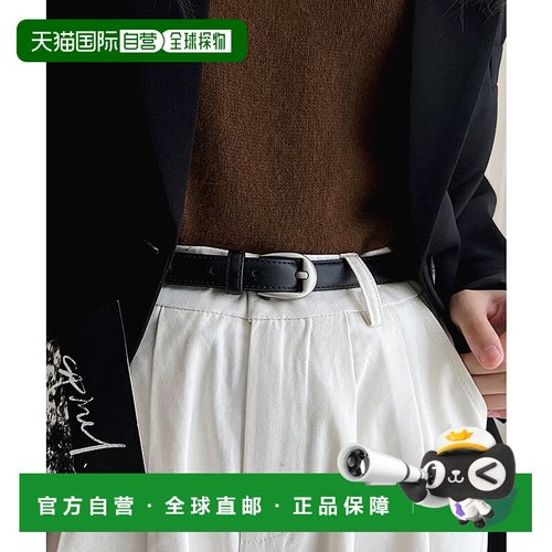 日本直邮florge 简约银色扣头牛皮细腰带 FL8218EW08164 腰带