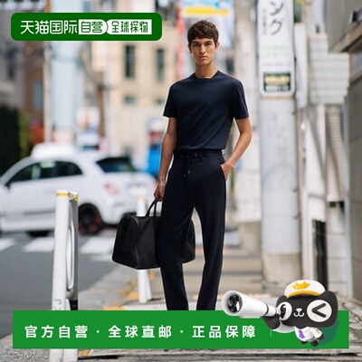 自营 bossSlim-fit T-shirt in mercerized cotton - dark blue