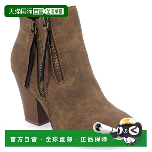 自营Journee Collection Vally Boots Brown Faux Leather Ankle