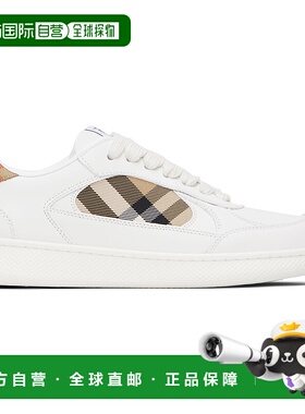 1h可退 香港直邮潮奢 Burberry 巴宝莉 女士 白色 Leather & Chec