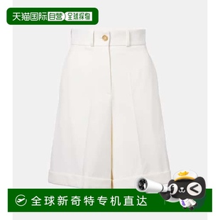 white白色 1h可退 香港直邮Patou 女士 高腰棉质华达呢百慕大短裤