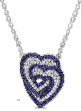 自营 925 纯银 Mimi & Max 互锁心形吊坠配链 - 蓝色 美国奥莱直