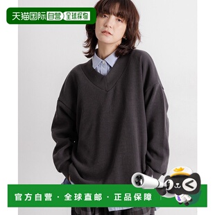 1h可退 日本直邮studio CLIP 女装 V领宽松针织套头衫 太纹理设计